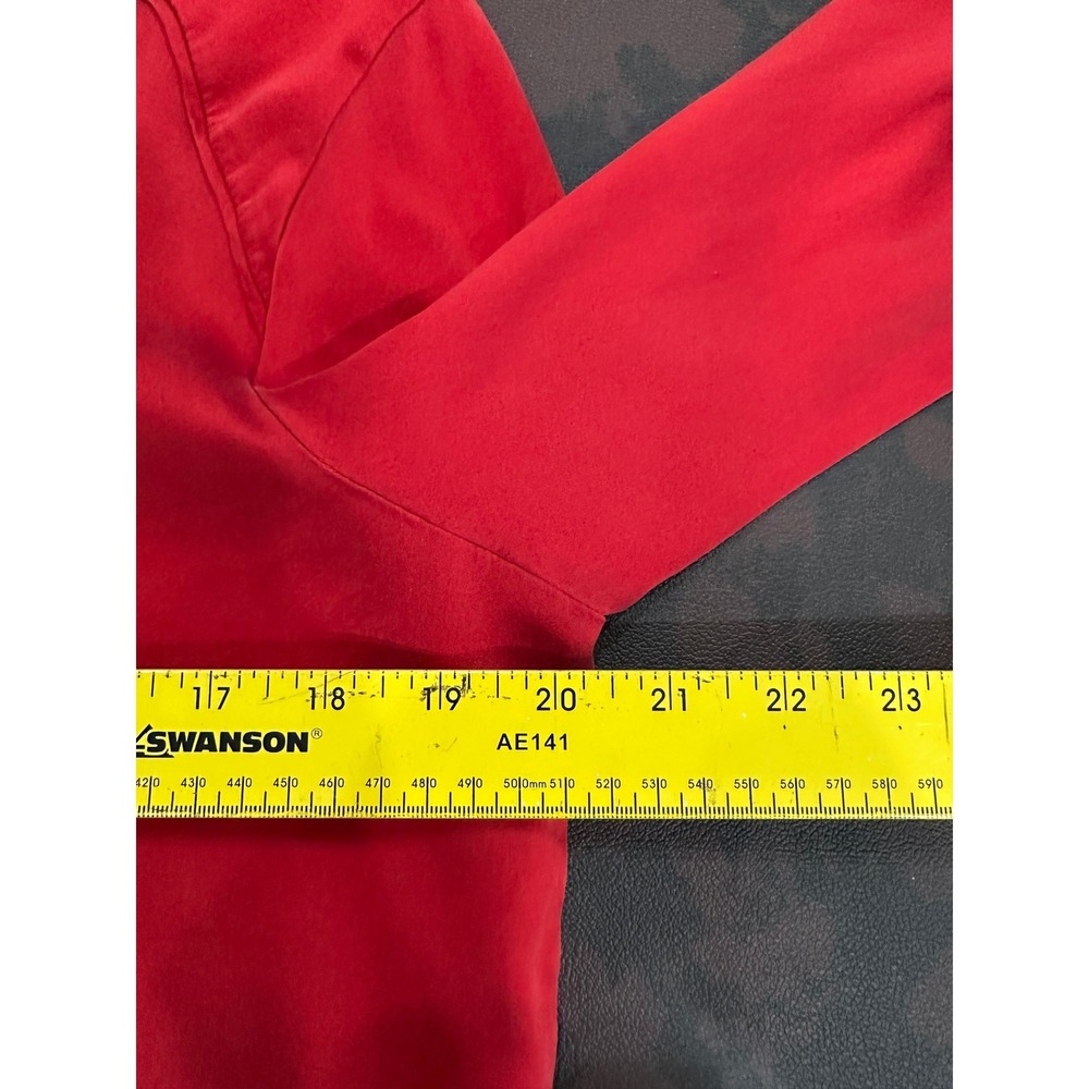 AK Anne Klein Red Silk Blend Hidden Button Down Blouse Long Sleeve Cuffed Shirt - Picture 8 of 9